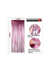 Resim Kapı, Duvar Ve Arka Fon Saçaklı Perde 1mt X 2mt - Pembe 