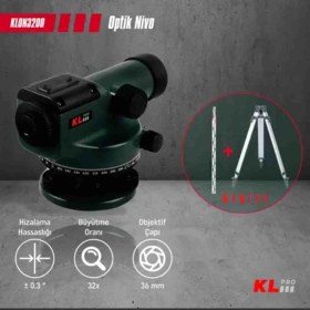 Resim KL Pro Lazer Optik Nivo KLON3200 ( 110 M ) + Mira + Tripod Hediye 
