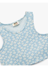 Resim Koton Bisiklet Yaka Kolsuz Çiçek Desenli Crop Atlet Mavi Desenli 5skg30125ak Mavi Desenli 