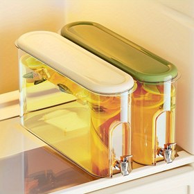 Resim 1.3L/4L Şeffaf Plastik Buzdolabı Soğuk Su Şişesi Musluklu - Büyük Kapasiteli, Yerden Tasarruflu Tasarım, Kolay Temizlenebilir, Buzlu İçecekler, Meyve Suları ve Çaylar İçin Mükemmel - Yazlık Soğutma İçecek Kabı Saplı ve Musluklu, Buzdolabı İçin İçecek Dağıtıcısı 