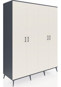 Resim Kronos Gardrop 4 Raflı 4 Kapaklı 4 Askılı 176x59x221 Antrasit-aytaşı Aytaşı 