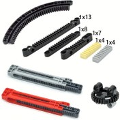 Resim MOC Bina Blokları Teknoloji Dişli Bağlayıcı 1x4 1x7 1x8 Dişli Bina Bloğu Parçaları Aksesuarları 3743 87761 6630 64781 24121 52730 ile uyumlu 
