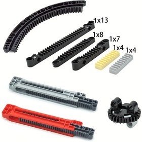 Resim MOC Bina Blokları Teknoloji Dişli Bağlayıcı 1x4 1x7 1x8 Dişli Bina Bloğu Parçaları Aksesuarları 3743 87761 6630 64781 24121 52730 ile uyumlu 