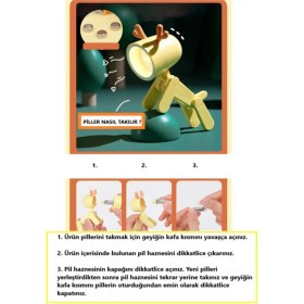 Resim Didihou Lamba Ders Çalışma Masa Gece Lambası Mini Geyik Tasarımlı Kitap Okuma LED Işıklı Lamba 