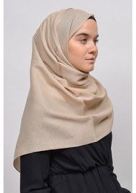 Resim Altobeh Kadın Düz Renk Pırıltı Simli Tesettür Shawl Parlak Abiye Şal - Koyu Bej 