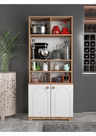Resim Bohem Tarz Şık Çok Amaçlı Kiler Mutfak Dolabı Beyaz Beyaz N Model 