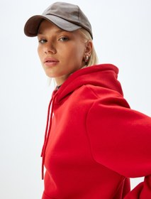 Resim Koton X Sima Tarkan - Üç İplik Şardonlu Kanguru Cepli Uzun Kollu Rahat Kalıp Basic Kapüşonlu Sweatshirt 