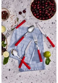 Resim Karaca Fluca Kırmızı 6 Kişilik 18 Parça Çatal Kaşık Bıçak Takımı 