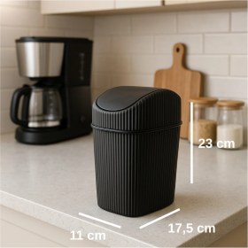 Resim PremiumPort Mini 2,5 L Gri Mutfak, Masa ve Banyo Tezgahı Çöp Kovası 