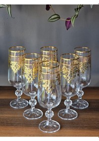 Resim Konyax Zomorot Gold 180 Cc Kahve Yanı Kristal Bardak 6'lı 24k El İşçiliği Gerçek Altın İşlemeli Çok Renkli 