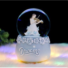 Resim Keman Çalan Sevimli Kız Kar Küresi Ve Müzik Kutusu (548604682) 