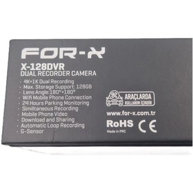 Resim For-x 2 Kameralı 4k Araç Ön Ve Arka Kayıt Kamerası , For-x X-128dvr 4k Araç Ön Ve Arka Kamera Siyah 