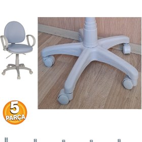 Resim Depolife Ofis Büro Koltuk Tekerleği 5 Adet Sekmanlı Teker Açık Gri Çalışma Koltuğu Yedek Parça 