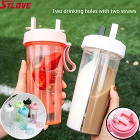 Resim 1 adet 600ml/21.2oz 420ml/14.8oz Kawaii Çift Su Şişeleri - Taşınabilir ve Büyük Kapasiteli - Açık Hava Aktiviteleri ve Sporlar için Mükemmel 