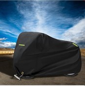 Resim Turcoshop11 210d Kalın Motosiklet Örtüsü Siyah Dayanıklı Neon Yeşil Aksanlı 245x105x125cm 