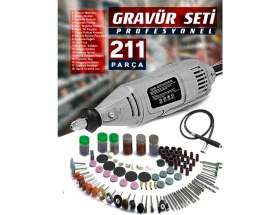 Resim Proxtech Premium Çok Amaçlı Devir Ayarli 211 Parça Hobi Gravür Seti El Motoru Usta Set Esnek Şaft Hediyeli 
