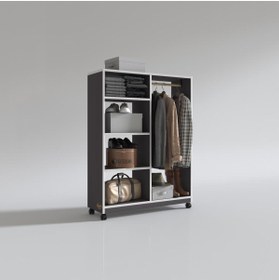 Resim Kenzlife Giysi Dolabı Taci 120*090*30 Gri Gardırop Tekerlekli 