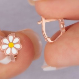 Resim TEK TARZIM TAKI Minimal 1 Cm Papatya Figürlü Mineli Gümüş Çocuk Küpesi (2 - 8 YAŞ) 