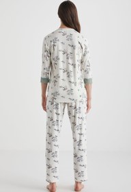 Resim Yumuşak dokulu hamile lohusa pijama takımı - Çiçek Desenli / M 