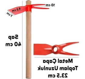 Resim Çift Taraflı Ahşap Saplı Bahçe Çapası, 40 Cm, Toprak Havalandırma Aleti 