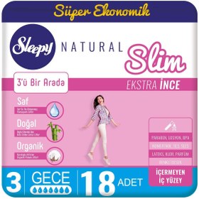 Resim Sleepy Natural Slim İnce Ped Gece 18'li 