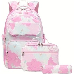 Resim Maxaccess 2025 Bright Pink Color 3 Parça Okul Sırt Çantası Seti Geniş Kapasiteli Hafif Öğrenci Çantası Gezi Ve Günlük Kullanım Parlak Pembe 