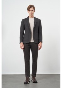 Resim İmza Siyah Kendinden Desenli Örme Mono Yaka Astarsız Çift Yırtmaç 2 Düğme 6 Drop Slim Fit Casual Ceket 1002245151 Siyah 