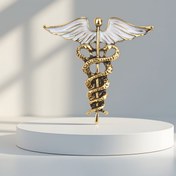 Resim Şık Sembol Kaduceus Broş - Altın Tonlu Alaşım İnce Dantel Tasarımı, Doktor Beyaz Ceketleri, Hemşire Üniformaları, Sağlık Gradüasyonları, Eczacı Personel Yelekleri, Kamu Sağlığı Advocacy Elbiseleri ve Mezun Etkinlikleri için Mükemmel, Profesyonel Giyim, Sophisticated Aksesuar, Yüksek Kaliteli El Sanatları 