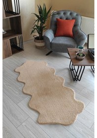 Resim Seria Halı Dinarsu Yumuşak Peluş Post Yıkanabilir Kaymaz Taban Tavşan Tüyü Halı Yolluk Vizon 