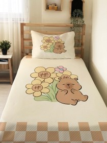 Resim Evmila Capybara Desenli Pike - 160 x 230 Cm Pike + 50 x 70 Cm Yastık Kılıfı 