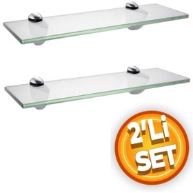 Resim Depolife Cam Raf Ikili Set Banyo Duvar Ahşap Montajlı Etejer Rafı Rodajlı Cam Rafı Montaj Aparatlı Etajer 