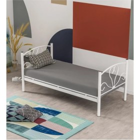 Resim Ejder Metal Tek Kişilik Ferforje Metal Karyola-Beyaz 