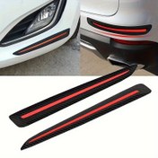 Resim 2'li Araba Bumper Korumalı Çizgi, Kauçuk Anti-Çizgi Adheziv Muhafızlar, Ön/Arka Bumper Kenar Köşe Koruma, Siyah ile Kırmızı Vurgular - Evrensel Uyumluluk 