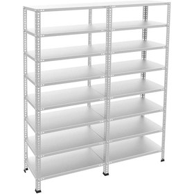 Resim Raf Burada 8 Katlı Duble Galvaniz Çelik Raf - Depo, Arşiv, Kiler, Dosya, Market Rafı-31x60 cm-300 cm-1.50 mm 