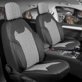 Resim Citroen AX ile Uyumlu Lüx Deri Detaylı Oto Koltuk Kılıfı Ön Arka Takım Lotus FÜME 