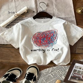 Resim Kadınlar İçin Şık Beyaz Tişört - "Her Şey Yolunda!" Kalp Baskısı - Kısa Kollu, Yuvarlak Yaka, Yumuşak Polyester Karışımı, Makineyle Yıkanabilir, Şık Kıyafetler İçin Mükemmel 