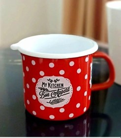 Resim Kırmızı Emaye Retro Sütlük Cezve Yumurta Haşlama Kabı 1,5 Litre Kırmızı 