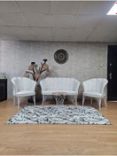 Resim SEVİNÇ MOBİLYA Beyaz Boyalı Tel Ayak Papatya Çay Seti Koltuk Takımı , Çay Seti , Papatya Çay Seti , Koltuk Takımı 