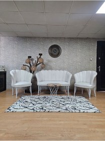 Resim SEVİNÇ MOBİLYA Beyaz Boyalı Tel Ayak Papatya Çay Seti Koltuk Takımı , Çay Seti , Papatya Çay Seti , Koltuk Takımı 