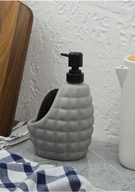 Resim Taş Desenli Sıvı Sabunluk - Sünger Hazneli Mutfak Sabunluğu - 700 Ml - Baklava Desen - 