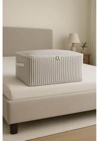 Resim 10 Lu Antrasit Çizgili Baza Altı Çekyat Hurç 60 40 22 Cm Çizgili 