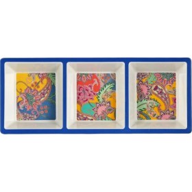 Resim LuckyArt Paiselle Melamin 3 Bölmeli Çerezlik 2li Set 38CM 