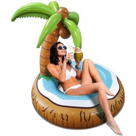 Resim Plaj Havuz Deniz Yüzen Yatak Hindistan Cevizi Ağacı Şişme Eğlenceli Deniz Yatağı 120 120 Cm Kahverengi 