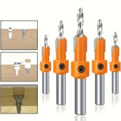 Resim 5 adet HSS Ahşap İşleme Havşa Matkap Ucu Seti, 8Mm Yuvarlak Şaft, 2.8-4.0Mm Konik Boyutlar, Vida, Delik Delme ve Açma Aletleri için Matkap Havşa Freze Uçları 