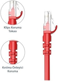 Resim DERKAB 30 CM 10'lu Paket CAT6 Network-Ağ-Ethernet Kablosu Kırmızı 