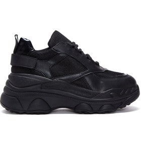 Resim Derimod Kadın Siyah Bağcıklı Kalın Tabanlı Sneaker 25AFE220014 