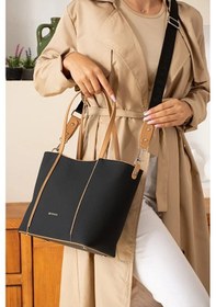 Resim Just Polo Kadın Yeni Sezon Büyük Boy Lüks El Ve Omuz Çantası Shoulder Bag Siyah - Taba 