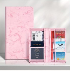 Resim Sunshine022 Pembe 1 Adet Pu Deri Araç Belge Çantası Şeffaf Pencere Çoklu Kart Yuvası 