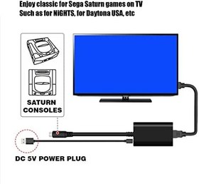 Resim ciciglow HDMI Adaptör Dönüştürücü, Saturn SS Arayüzü için, USB 5V 1080P HD 4:3 16:9 En Boy Oranı Saturn için Tak ve Çalıştır Oyun Konsolu Yükseltici 