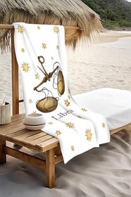 Resim Dijital Baskı Plaj Deniz Havlusu Terazi Burcu Desenli Peştamal HVL0037 